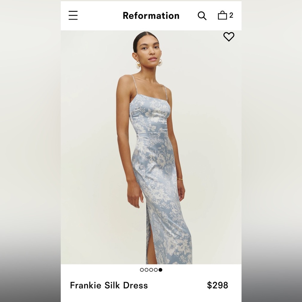 Reformation Frankie Silk Dress Porcelain Size 2